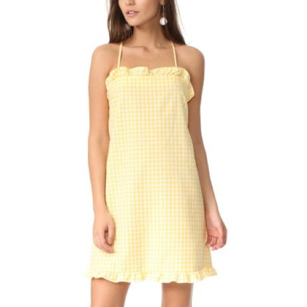 Amanda Uprichard Crete Yellow Gingham Dress - Size P - Picture 2 of 10